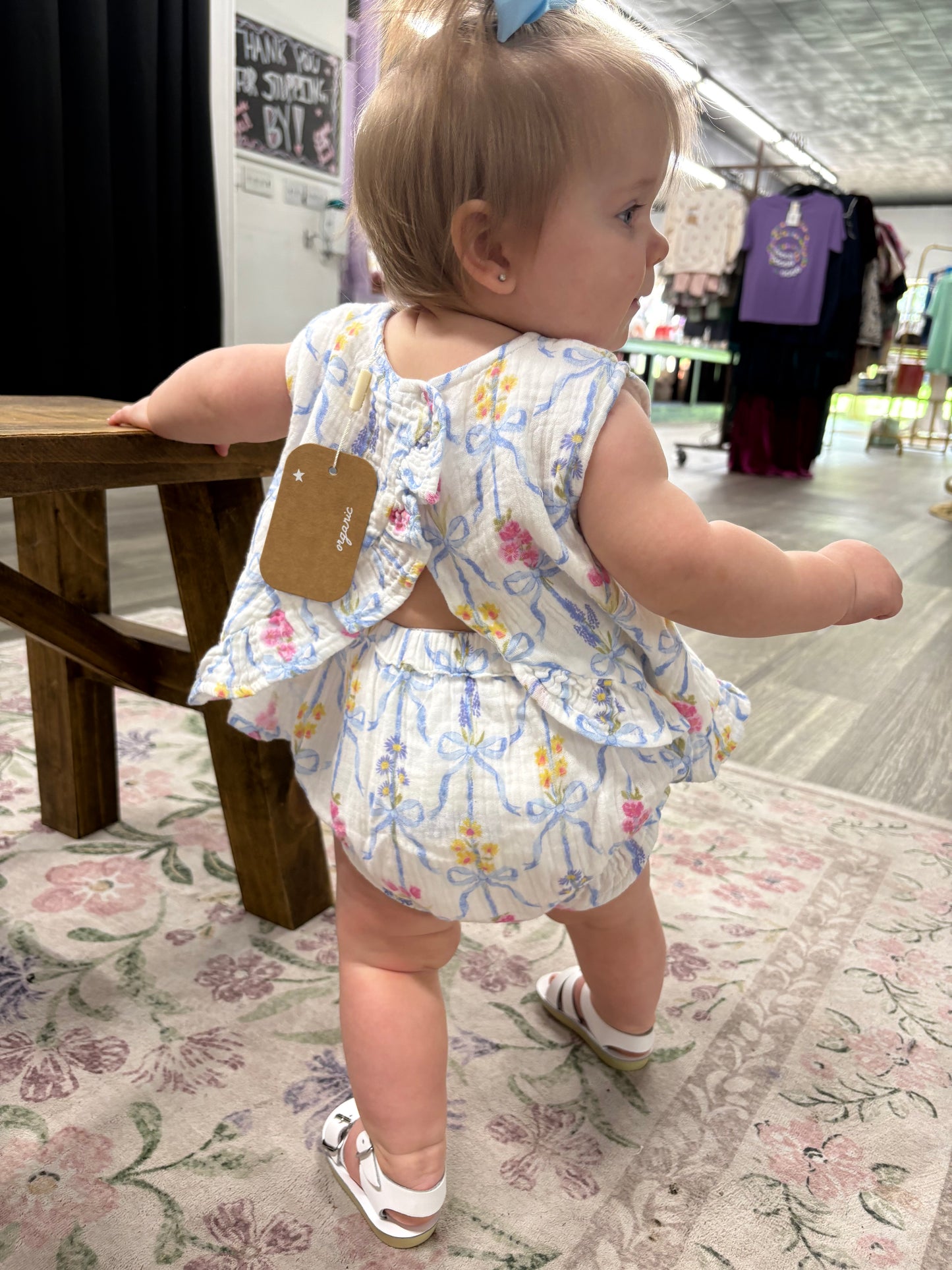 AD Ribbon Bouquets Ruffle Back Top & Bloomer