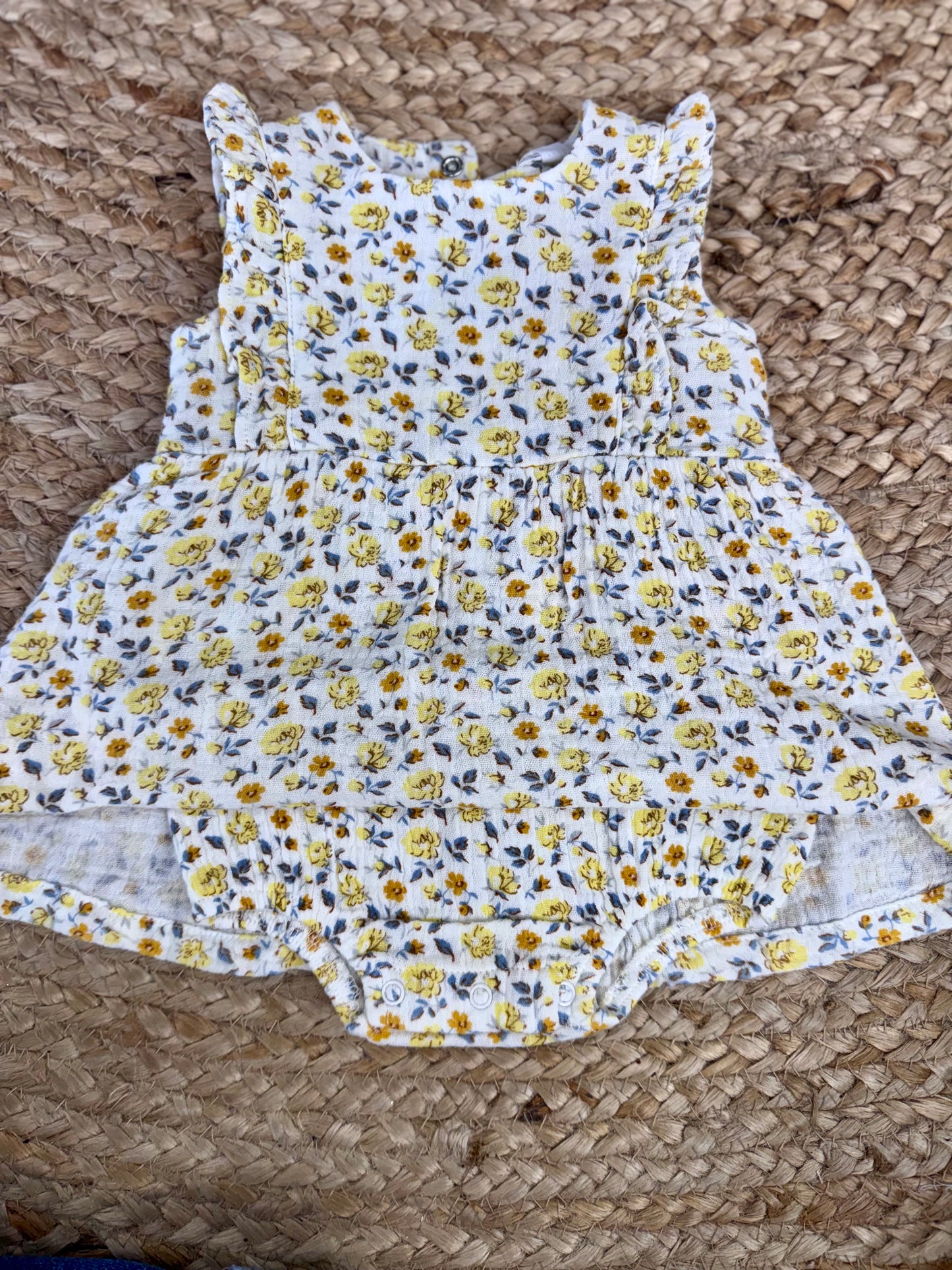 AD Yellow Country Roses Ruffle Bubble Dress