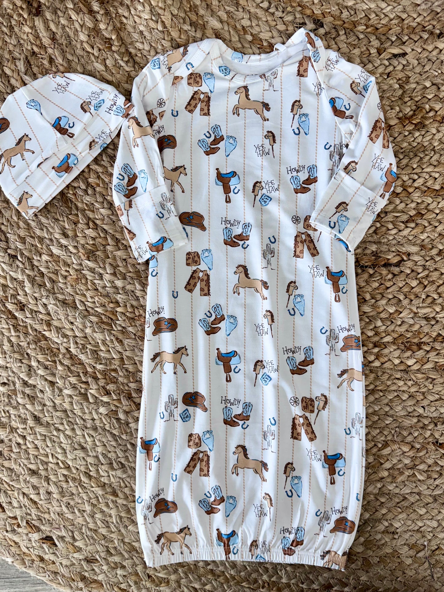AD Cowboy Nursery Gown With Hat