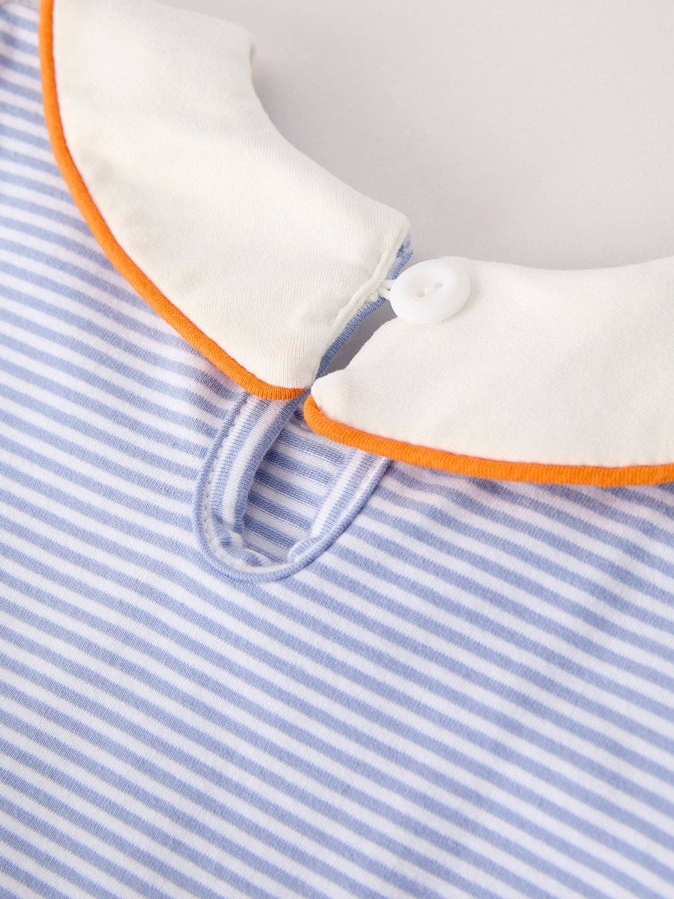 Fall Lapel Stripe Pumpkin Applique Bow Girls Dress