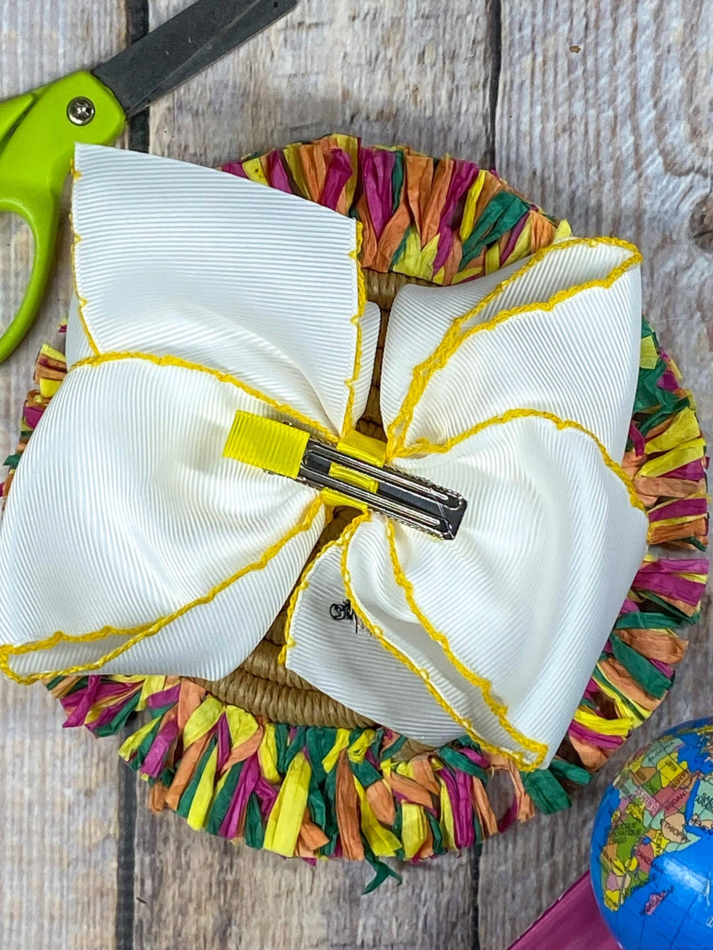 Pencil Embroidered Moonstitch Hair Bow
