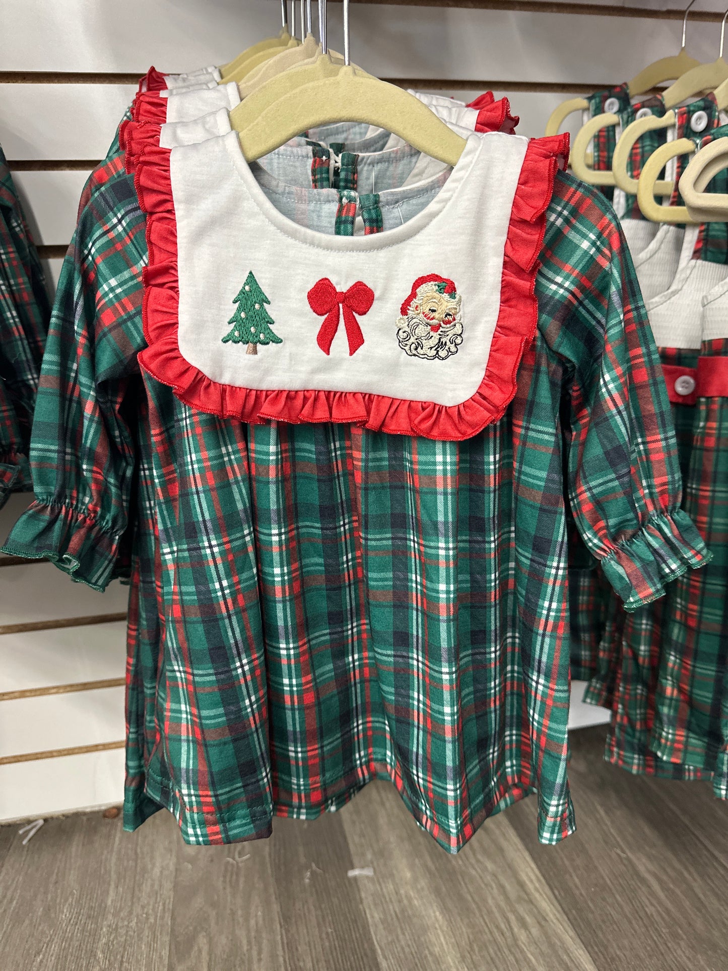 Christmas Plaid Embroidered Dress