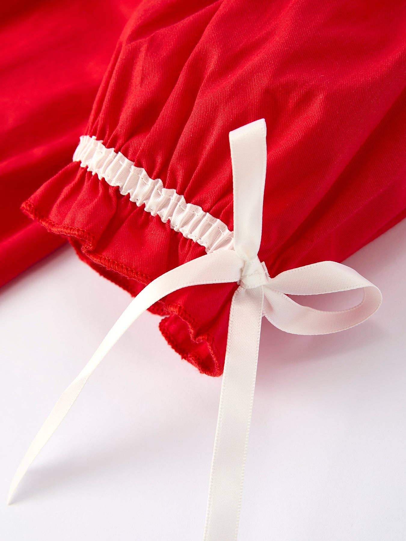 Christmas Gingerbread Embroidery Red Baby Dress with Bow
