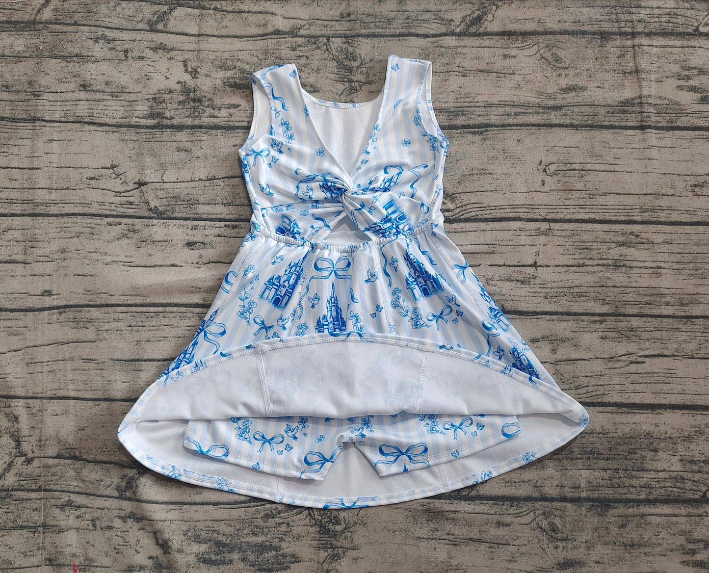 Baby Girls Blue Castles Yoga Skort Knee Length Dresses