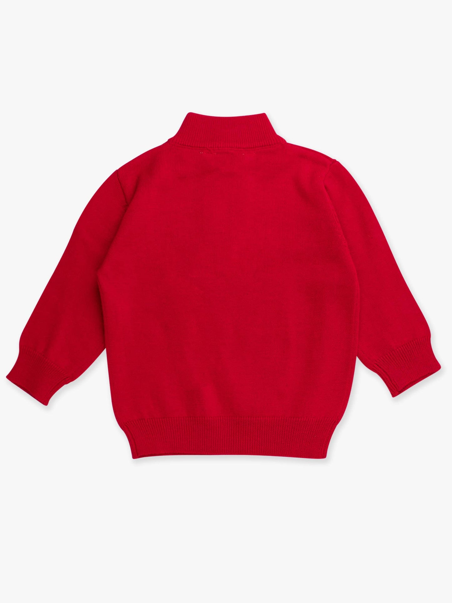 Boys Christmas Red Quarter-Zip Sweater