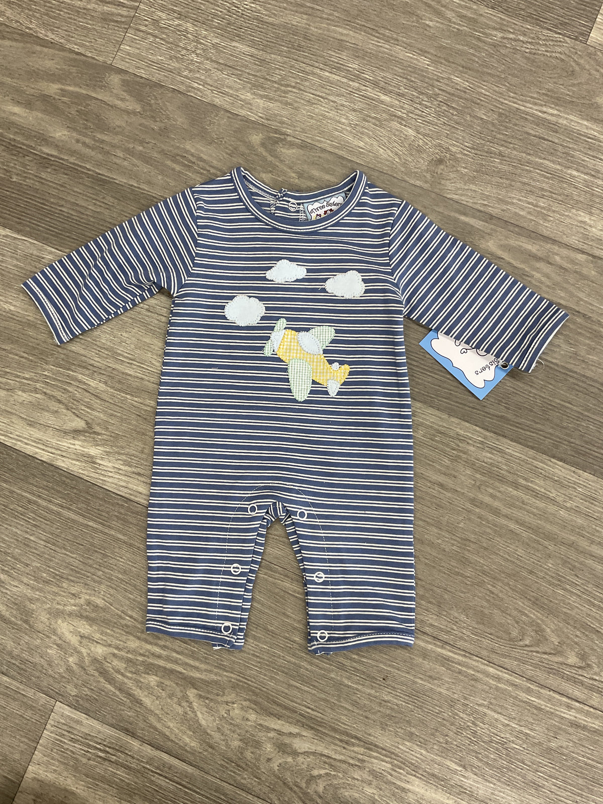 Three Sisters Airplane Applique Boy Romper