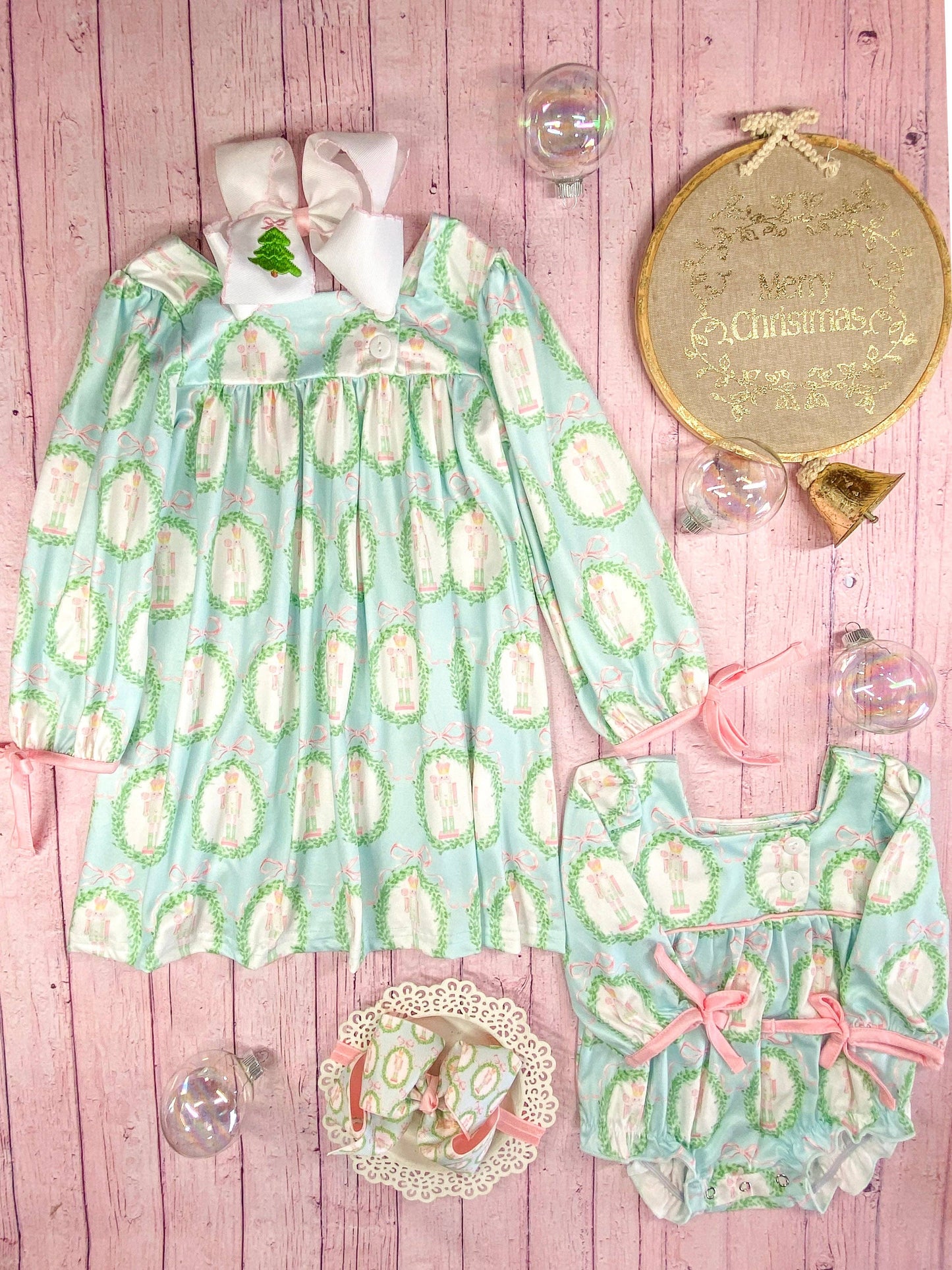 Nutcracker Tied Long Sleeve Dress