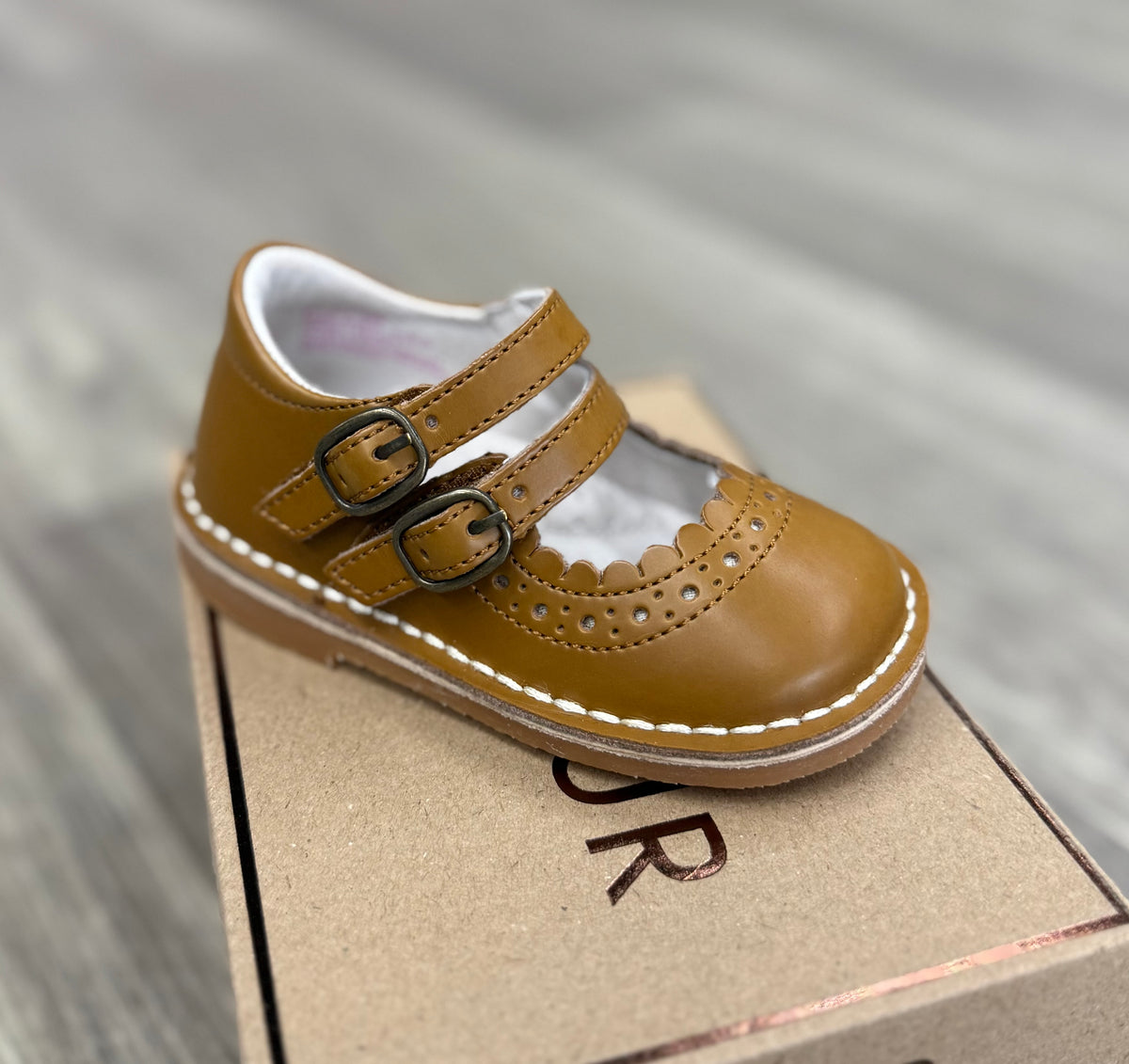 L'Amour Tatiana Double Strap Mary Jane F-560 - Camel