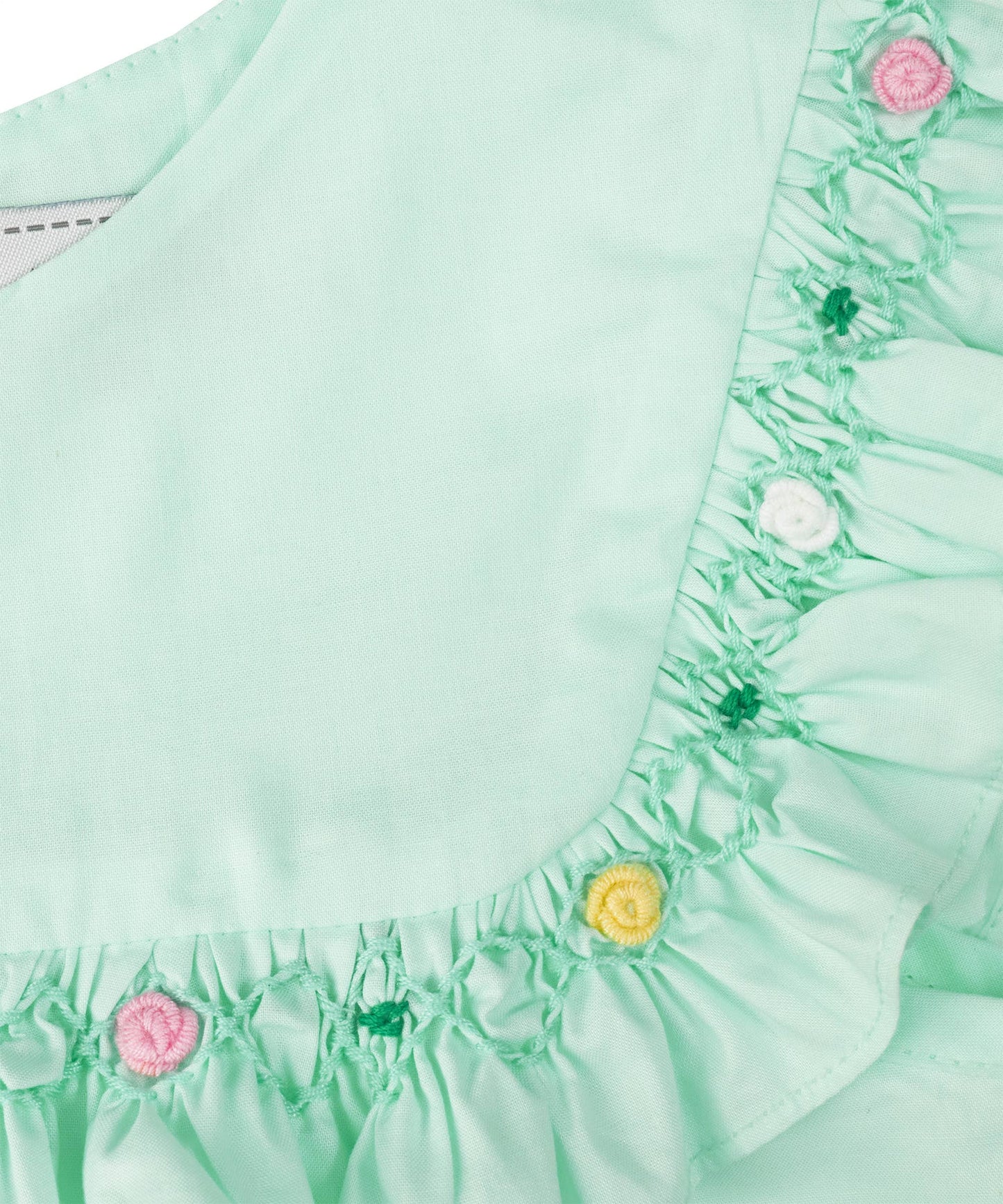 Green Smocked Bib Collar Dress + Bloomer