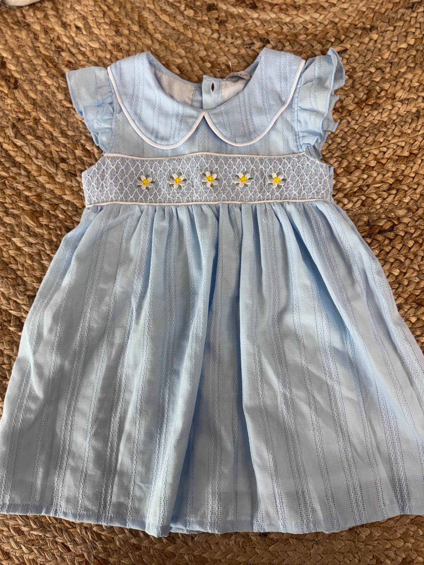 Blue Floral Smocked Dress