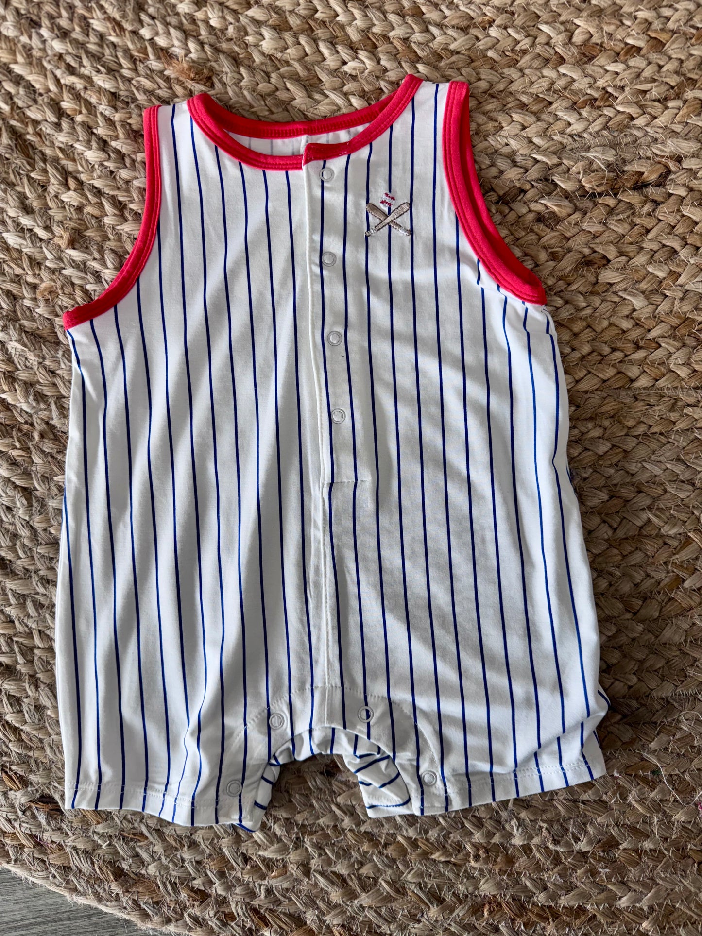AD Baseball Stripe Sleeveless Romper