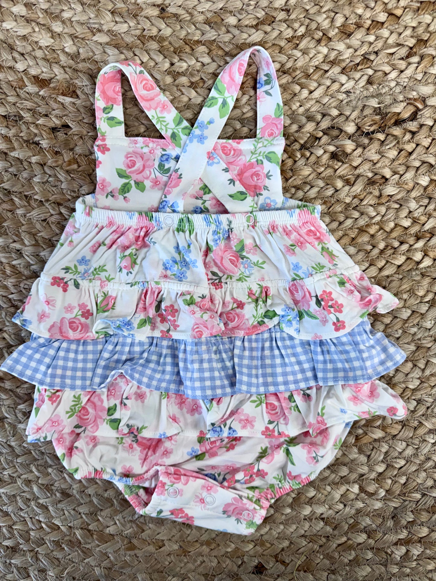 AD Cute Little Roses Ruffle Sunsuit