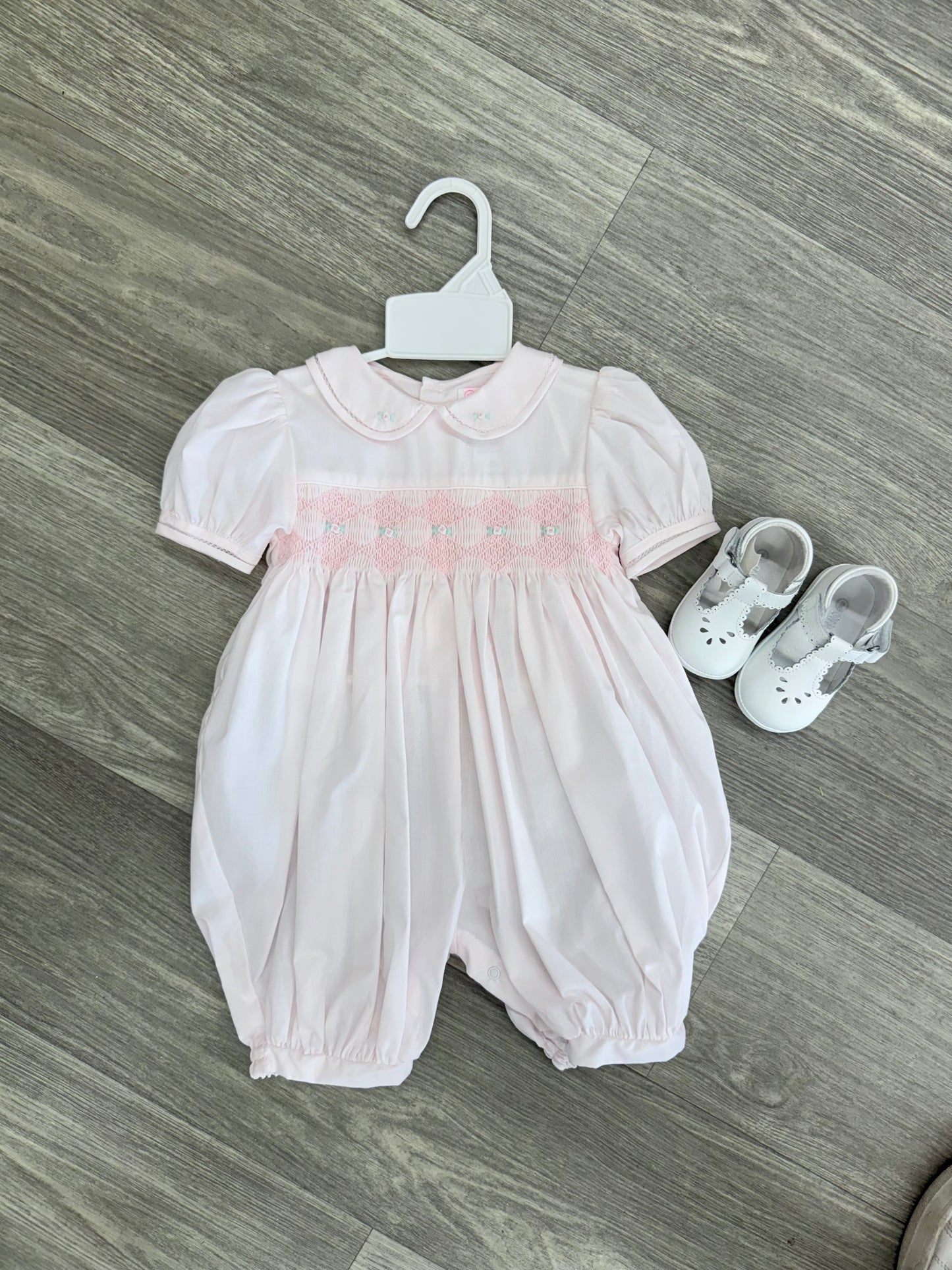 French Bubble with Diamond Smocking - Pink