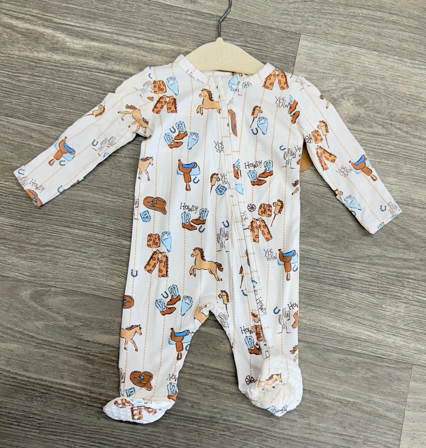AD Cowboy Nursery 2 Way Zipper Footie