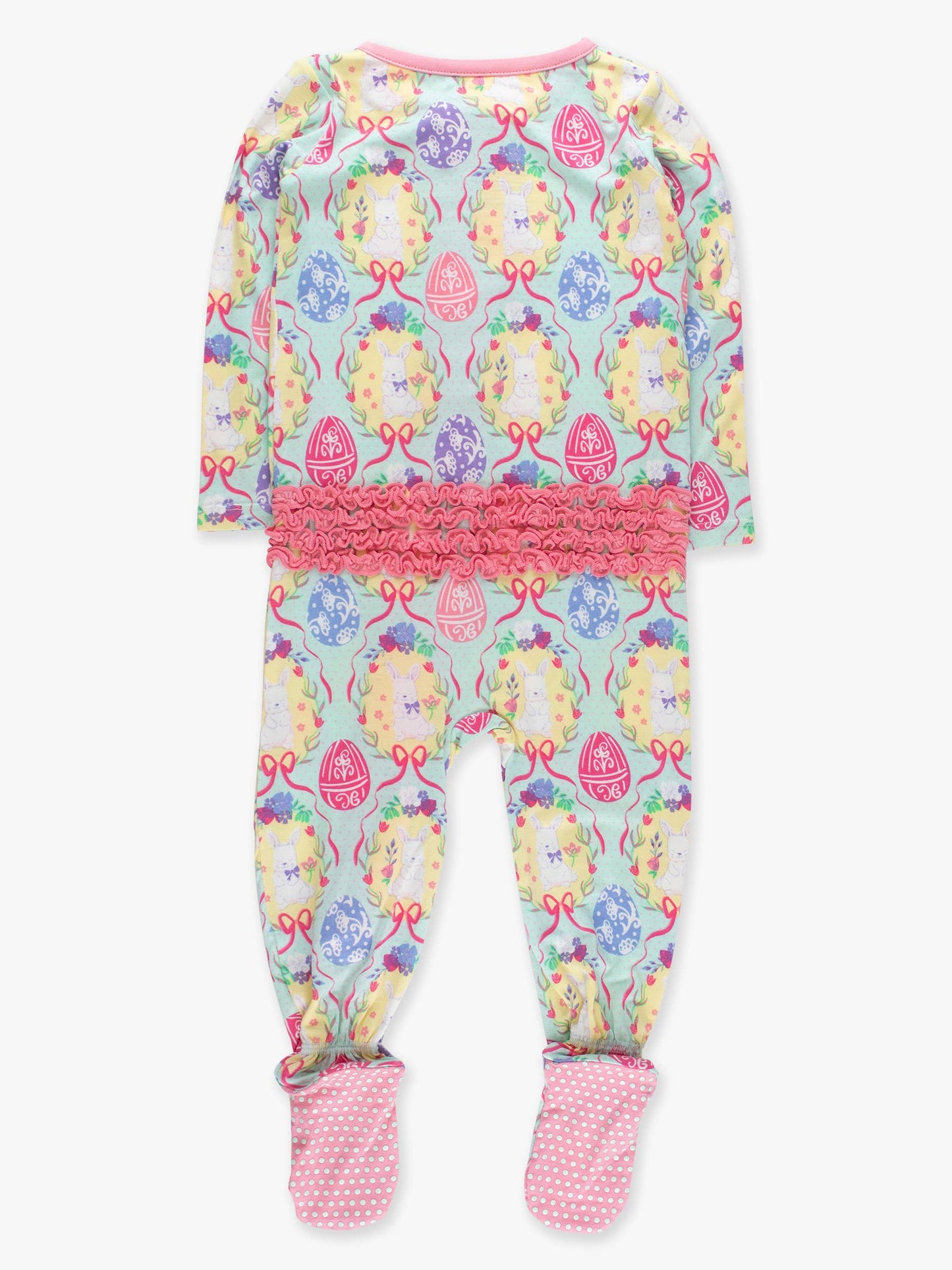 SoftSnooze™ Baby Girls Bamboo Viscose Bunnies in Bloom Footed Ruffle One Piece Pajama