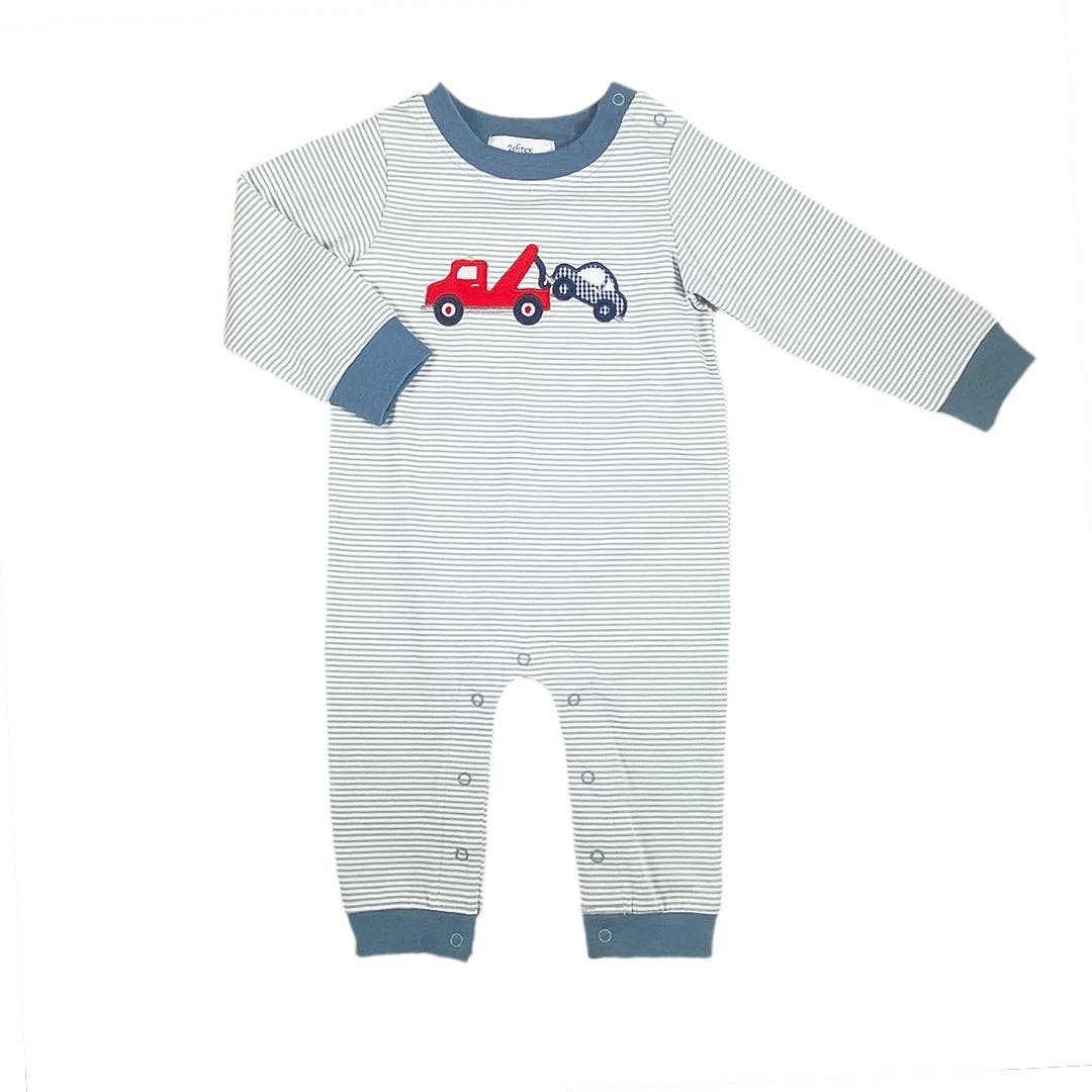 Tow Truck Boy's Romper
