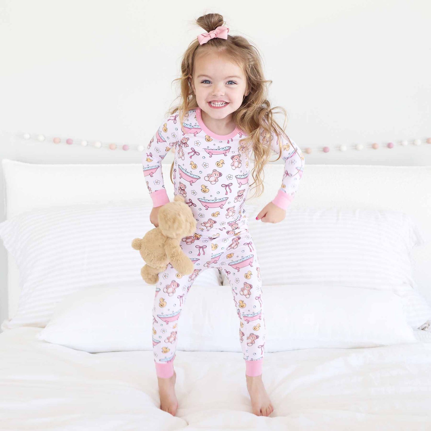 Bathtime Besties Two Piece Pajama Set | Pink