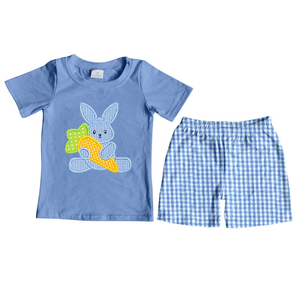 Boys Blue Easter rabbit shorts set