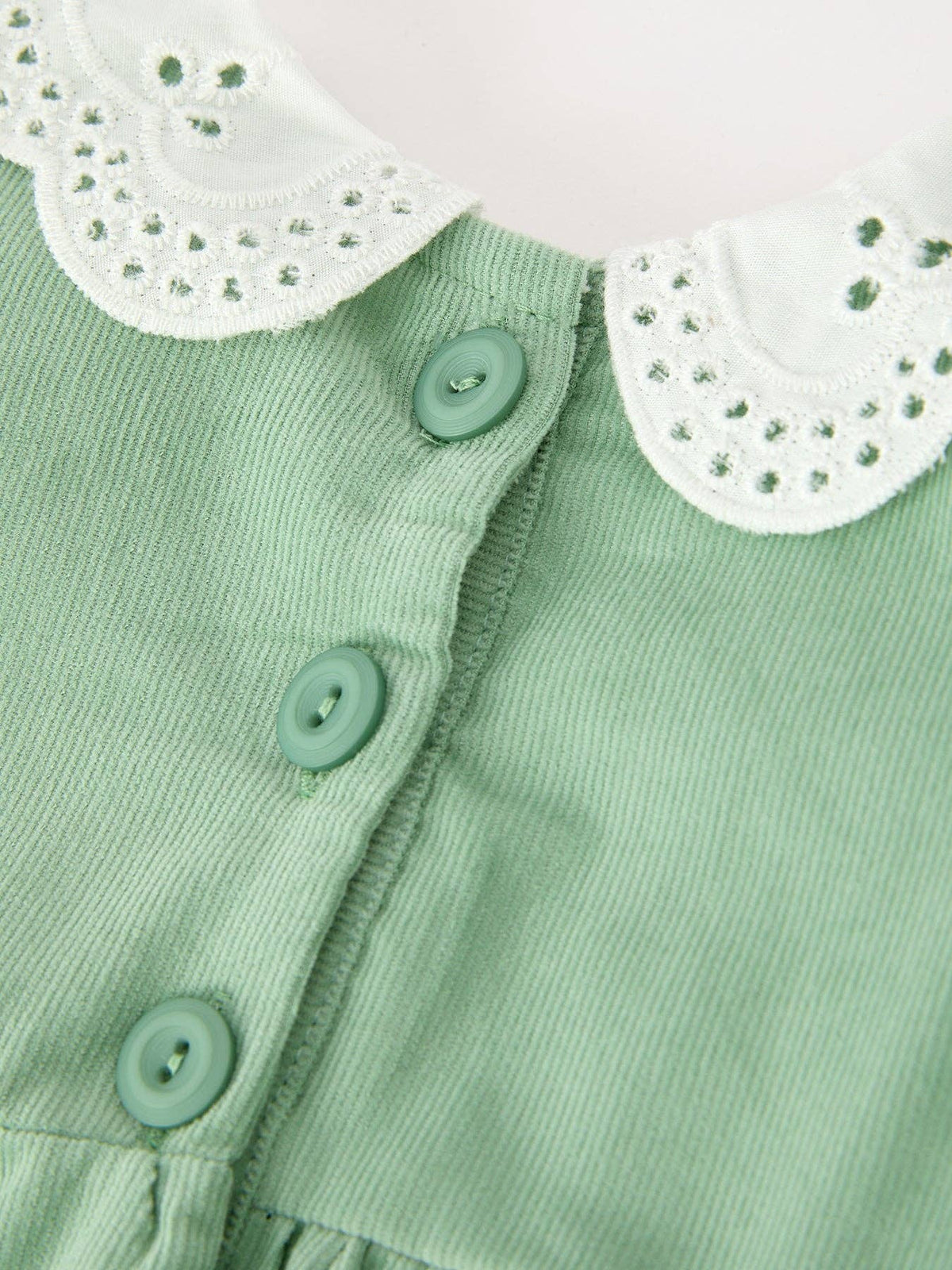 Baby Girls Sage Green Smocked Floral Peter Pan Collar Romper