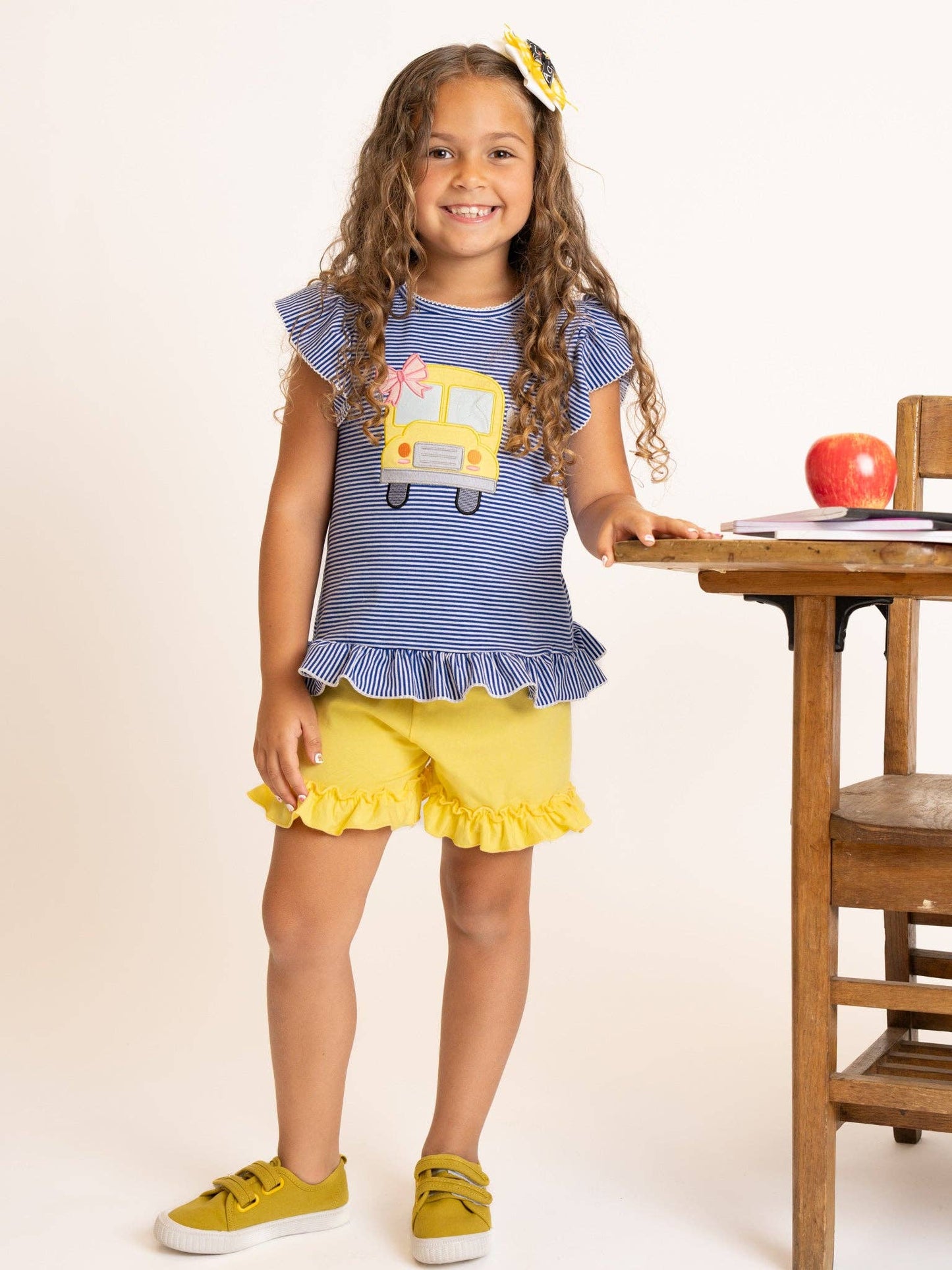 Sweet Traveler Bus Embroidered Ruffle Outfit