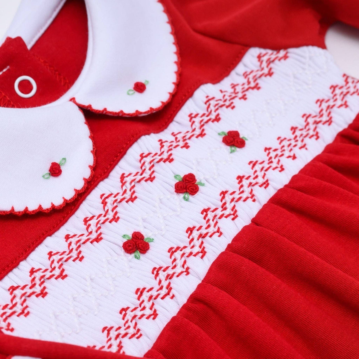 Eve Classics Smocked Long Sleeve Girl Bubble - Red