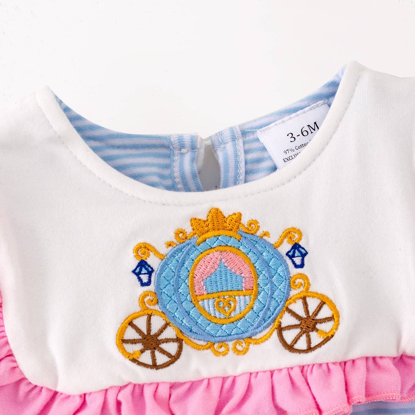 Baby Girls Thanksgiving Day Pumpkin Carriage Embroidery Romper