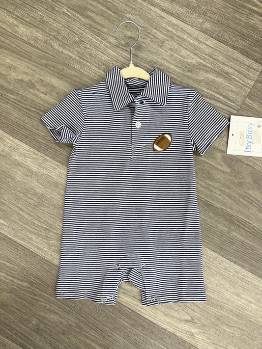 Itsy Bitsy Navy & White Football Boy Romper