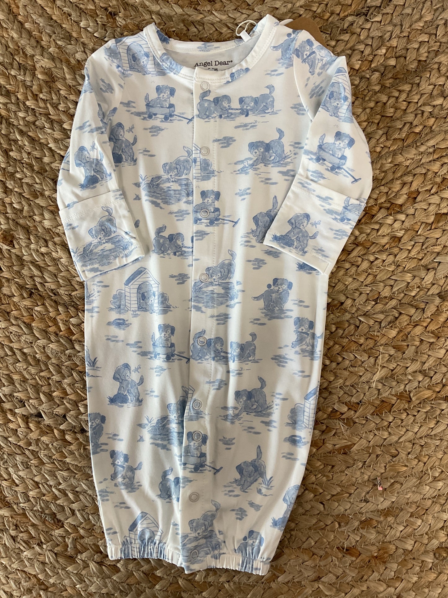 AD Puppy Toile Blue Convertible Gown