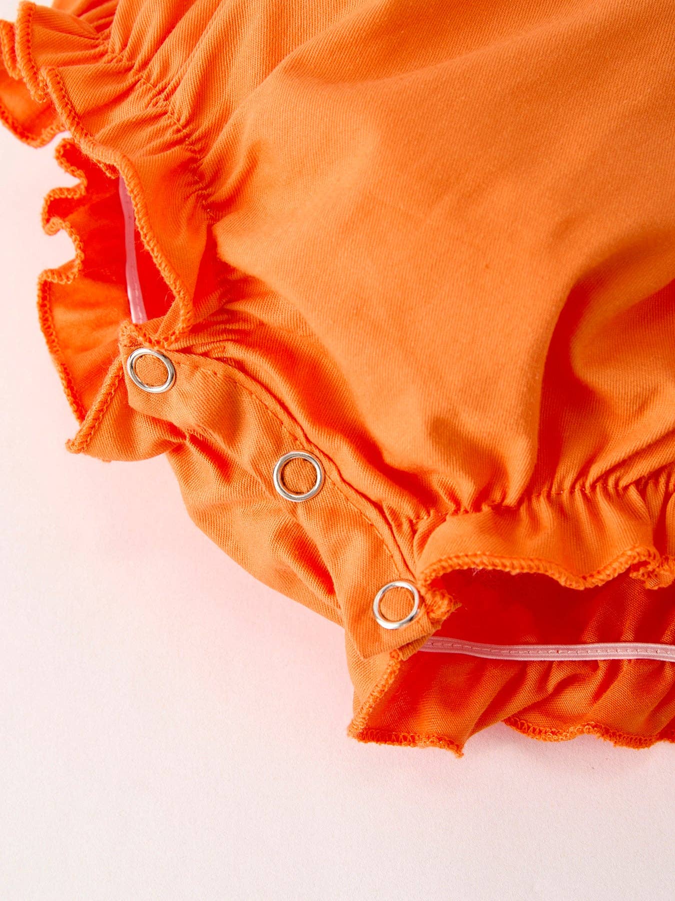 Fall Orange Pumpkin Smock Embroidery Lace Baby Girl Romper