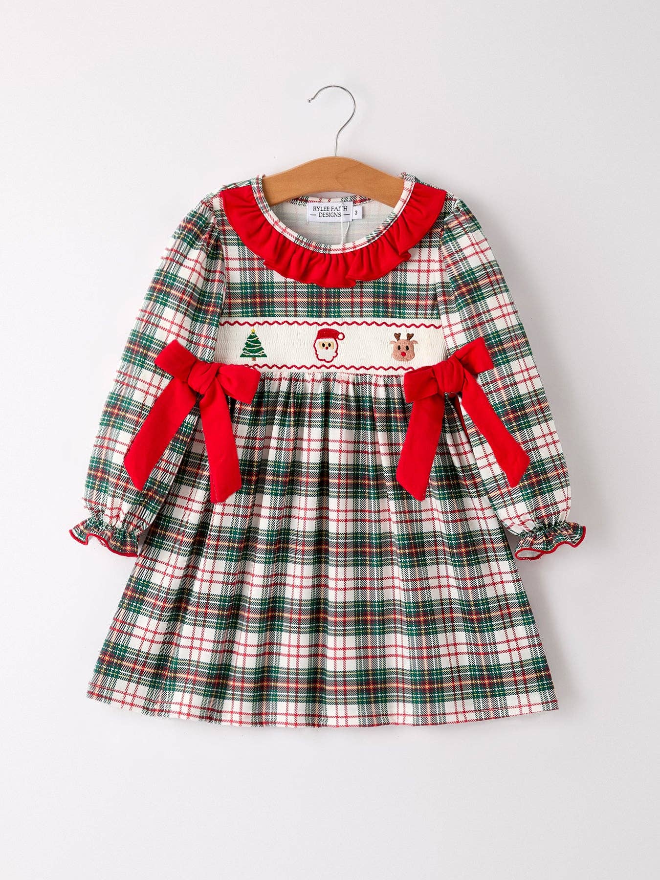 Christmas Embroidery Plaid Dress