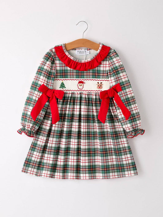 Christmas Embroidery Plaid Dress