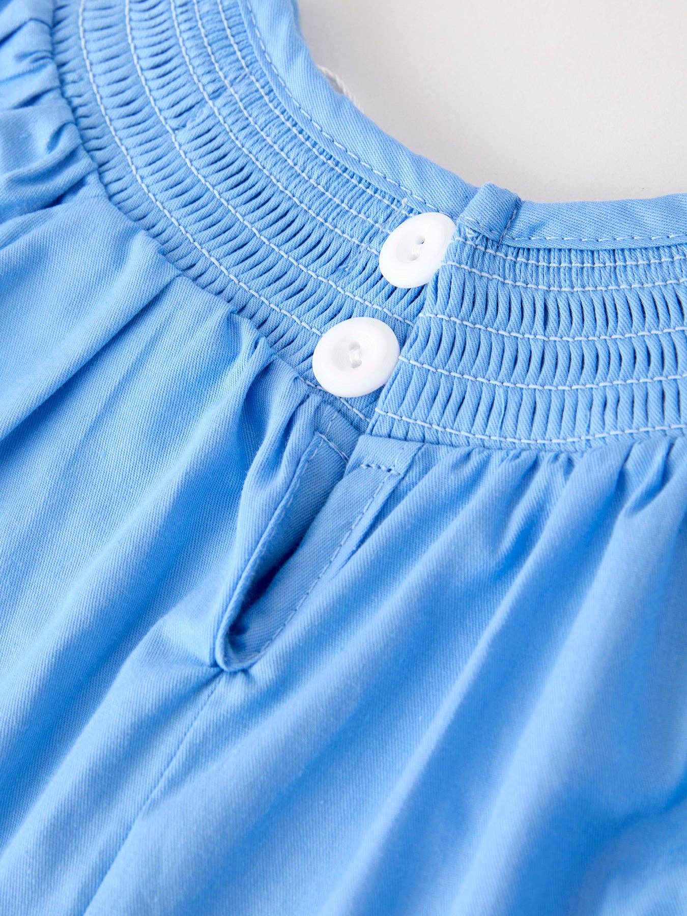 Fall Blue Pumpkin Smock Embroidery Lace Baby Girl Romper