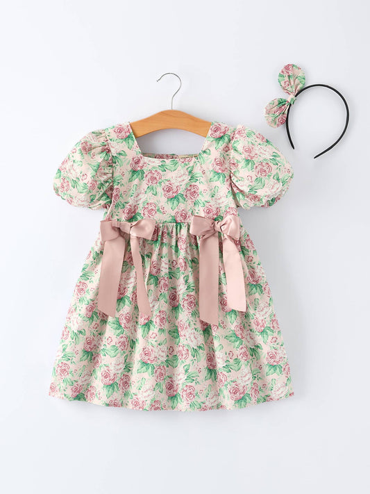 Vintage Rose Baby Girls Dress Sister Outfit