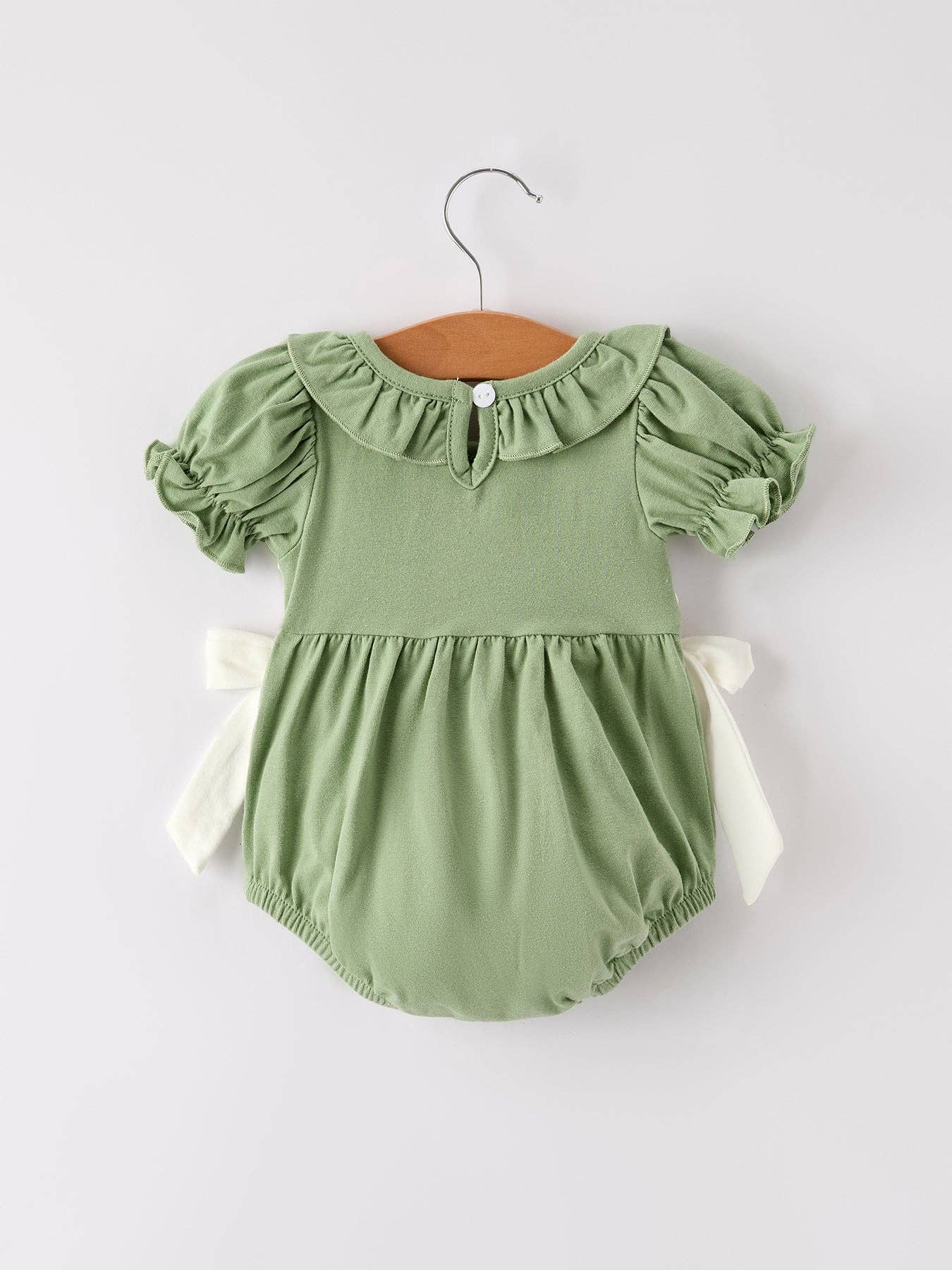 Turkey Smock Embroidered Green Baby Girl Bubble