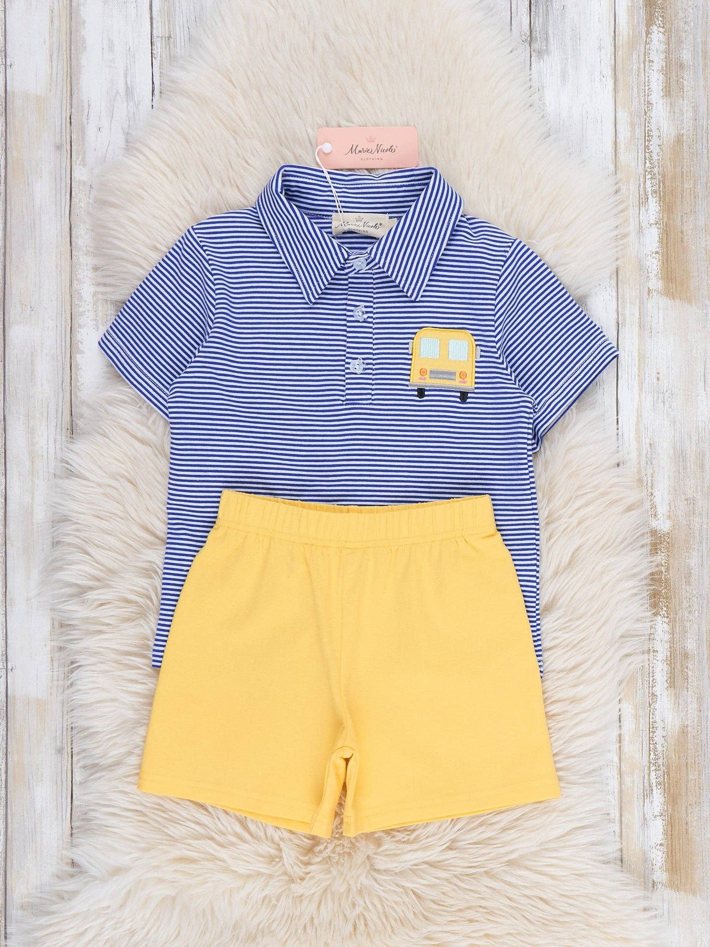 Sweet Traveler Bus Embroidered Polo Outfit