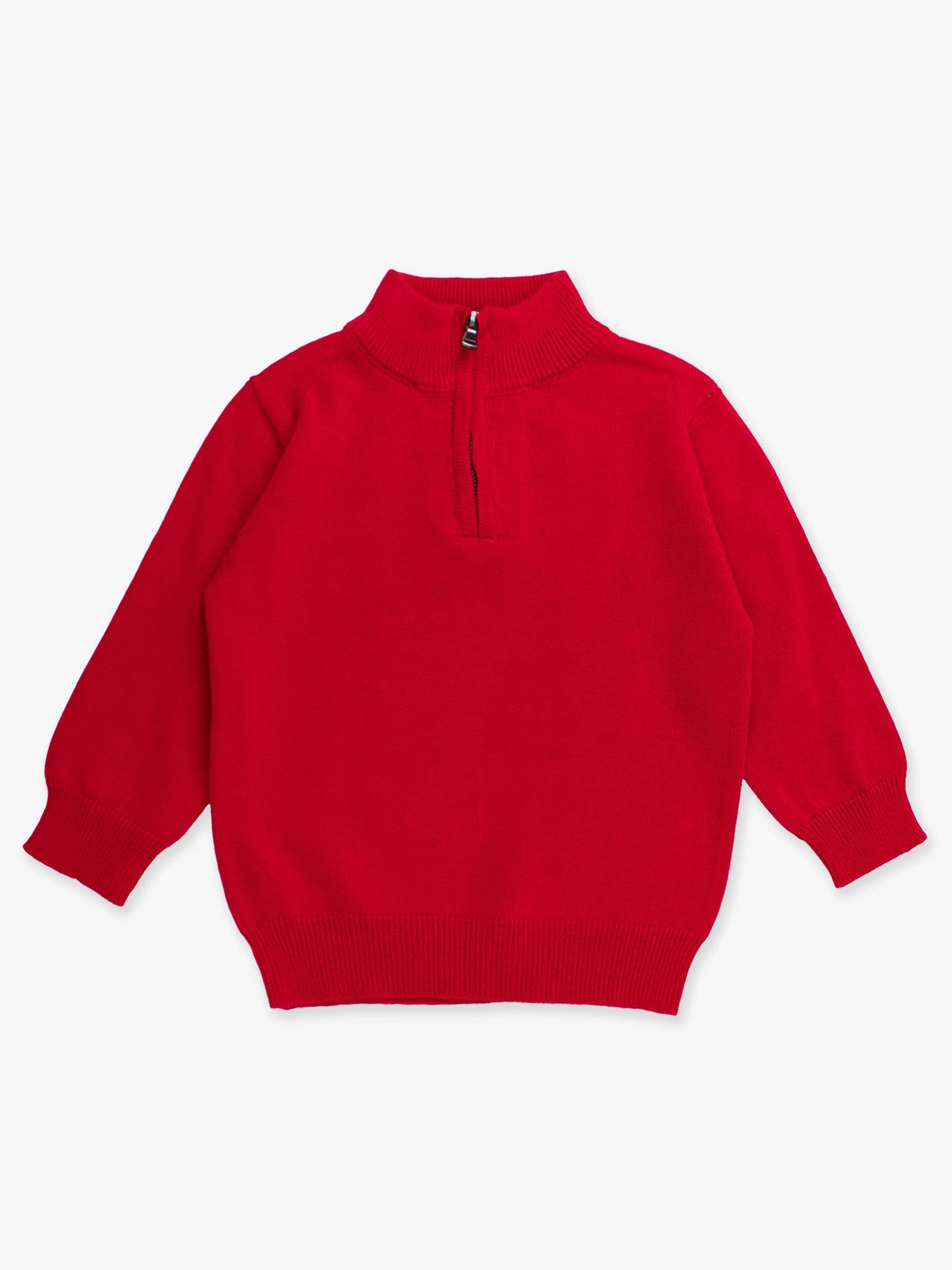 Boys Christmas Red Quarter-Zip Sweater
