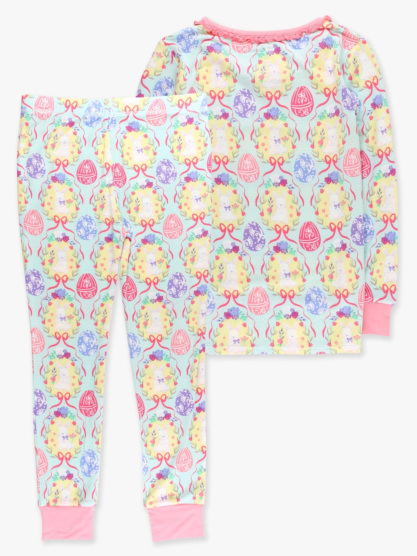 SoftSnooze™ Girls Bamboo Viscose Bunnies in Bloom Ruffle Long Sleeve Pajama Set
