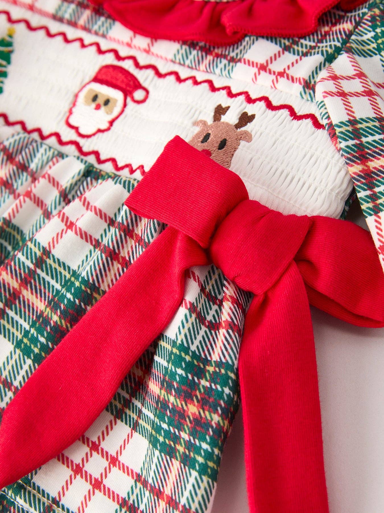 Christmas Plaid Embroidered Bloomer Set