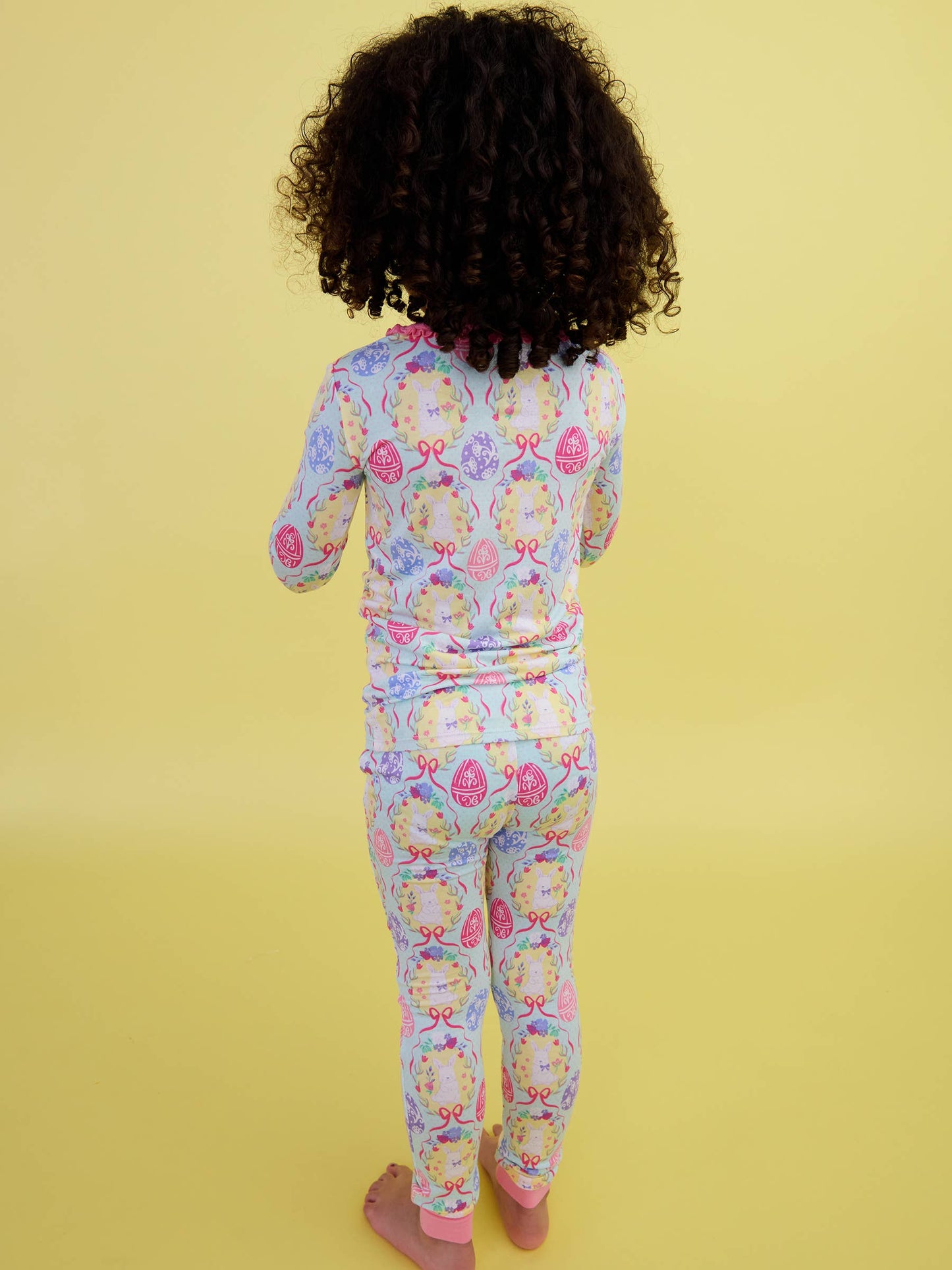 SoftSnooze™ Girls Bamboo Viscose Bunnies in Bloom Ruffle Long Sleeve Pajama Set