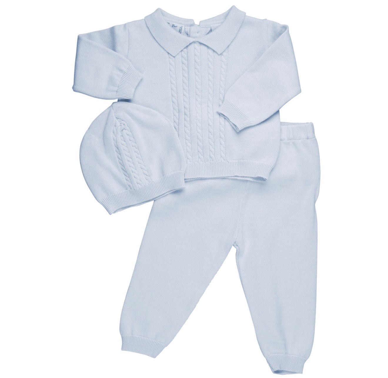 FB Blue Cable Knit Two-piece with hat