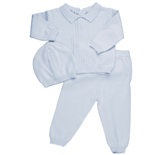 FB Blue Cable Knit Two-piece with hat