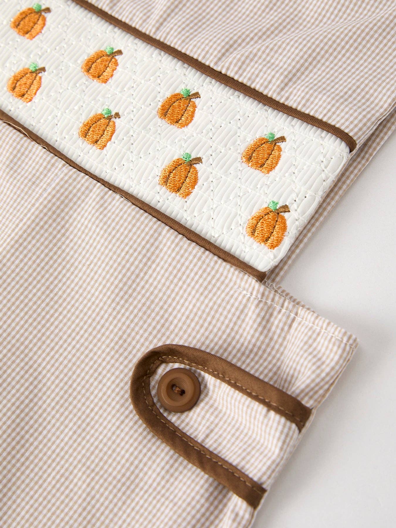 Fall Pumpkin Smock Embroidered Boys Romper