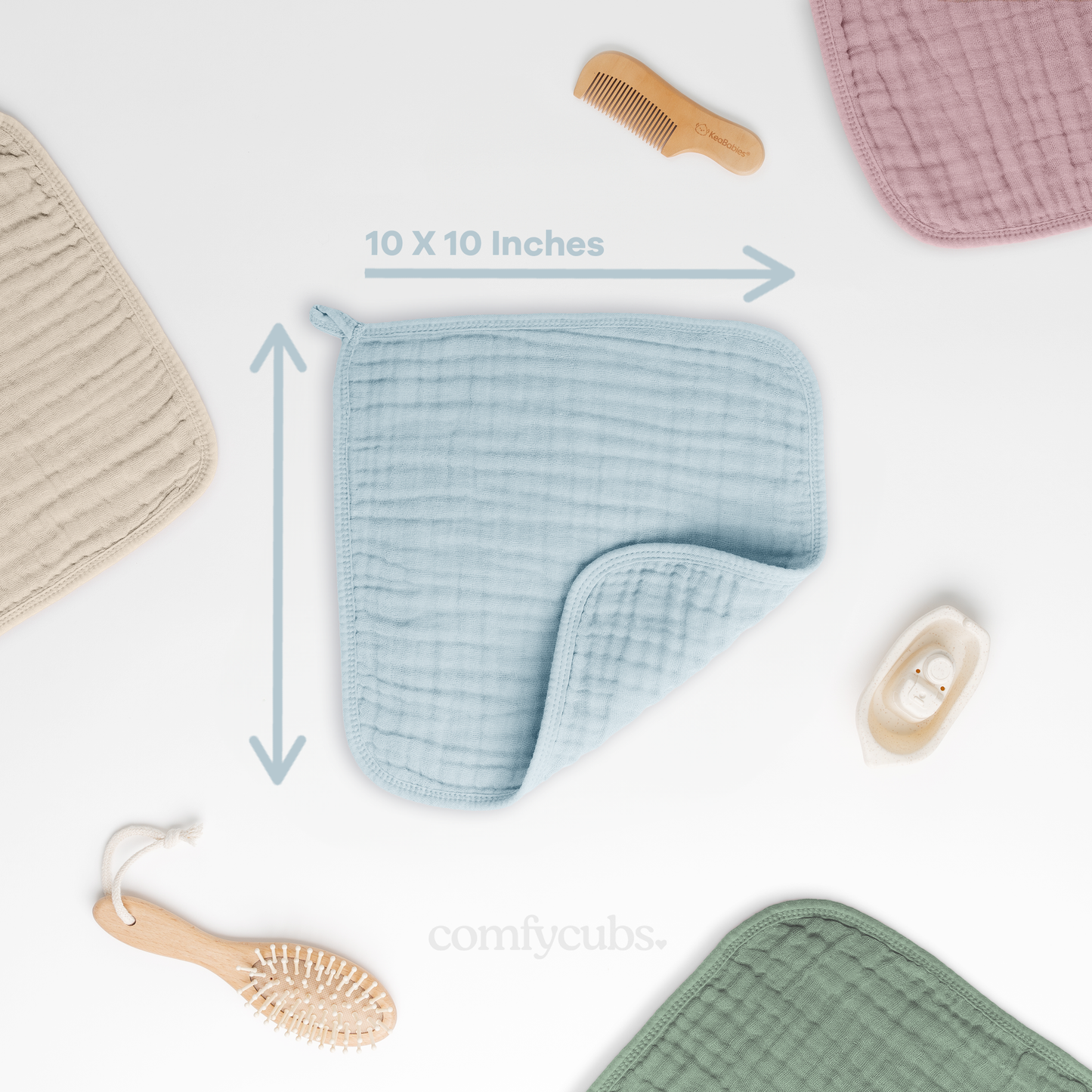 Baby Washcloths 100% Muslin Cotton by Comfy Cubs