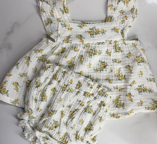 AD Sunshine Roses Pinafore & High Waisted Bloomer Set