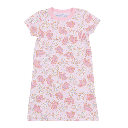 Animal Crackers Short Sleeve Nightdress - Pink