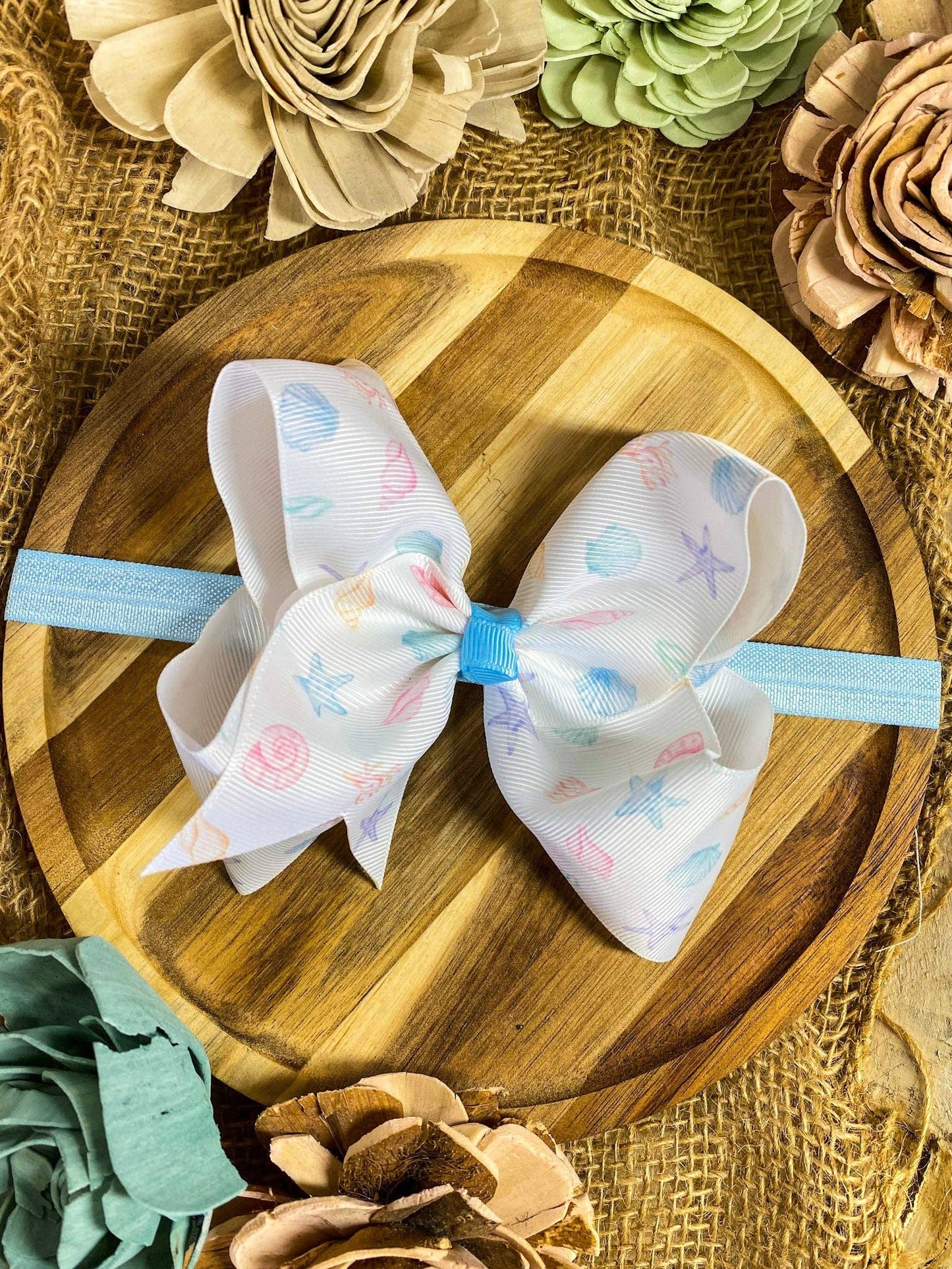 Seashell Hair Bow or Headband | Boutique Summer Accessory