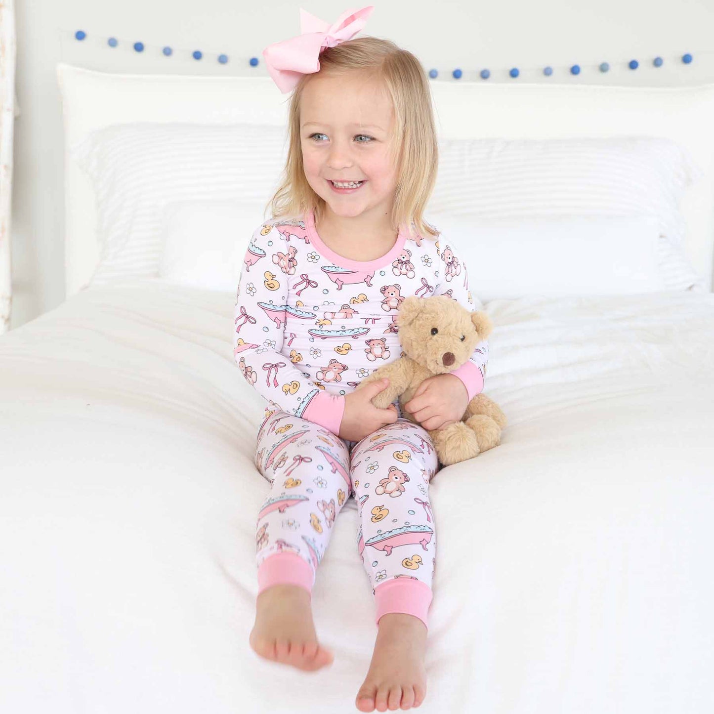 Bathtime Besties Two Piece Pajama Set | Pink
