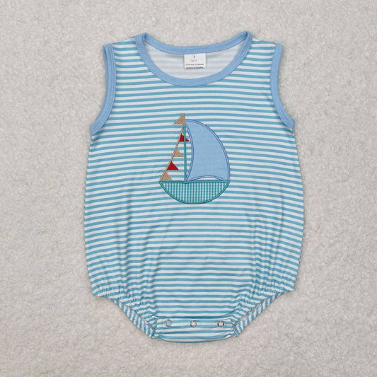 Baby Infant Boys Stripes Boat Sleeveless Rompers
