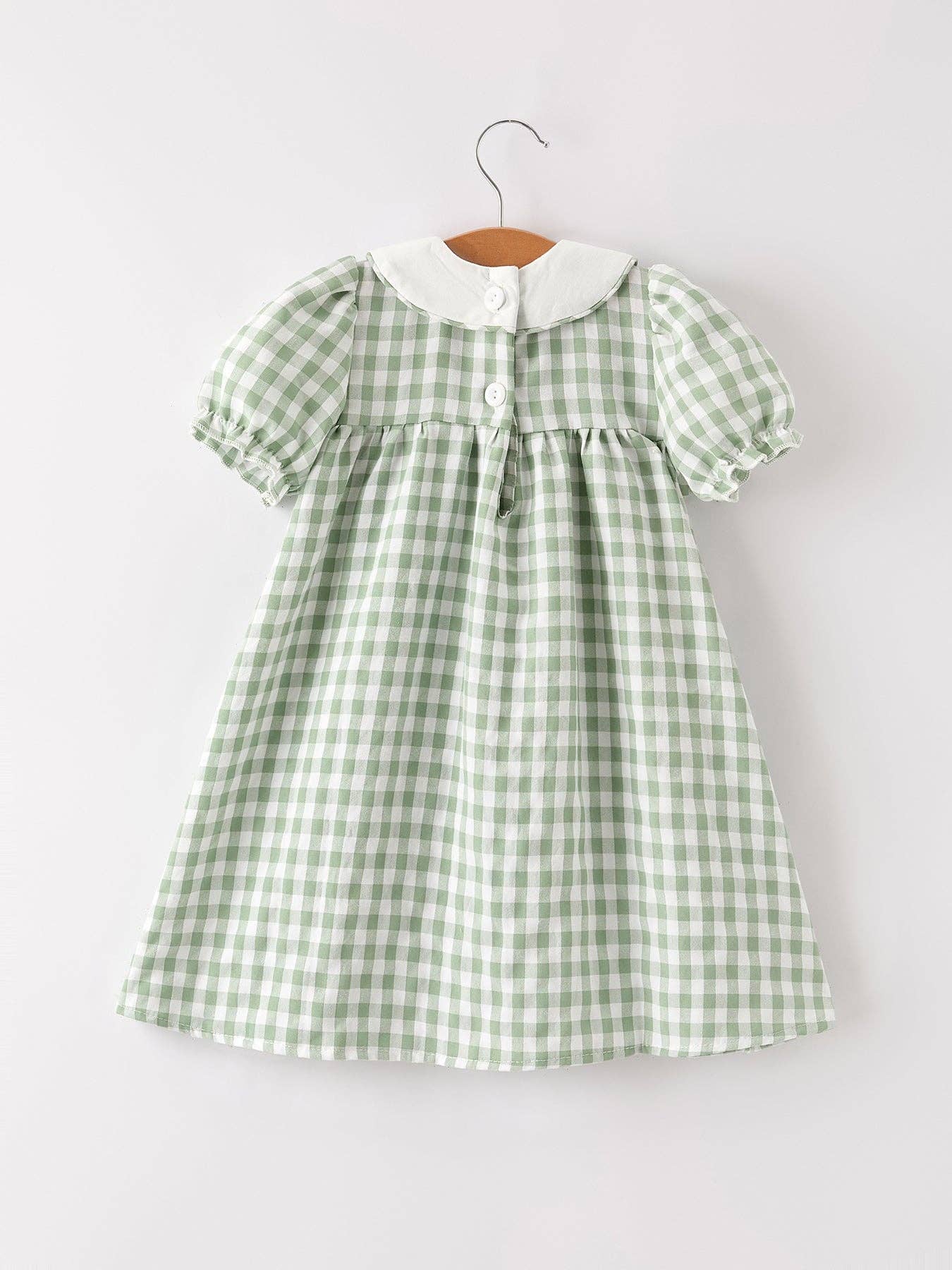 Fall Pumpkin Applique Plaid Green Girls Dress