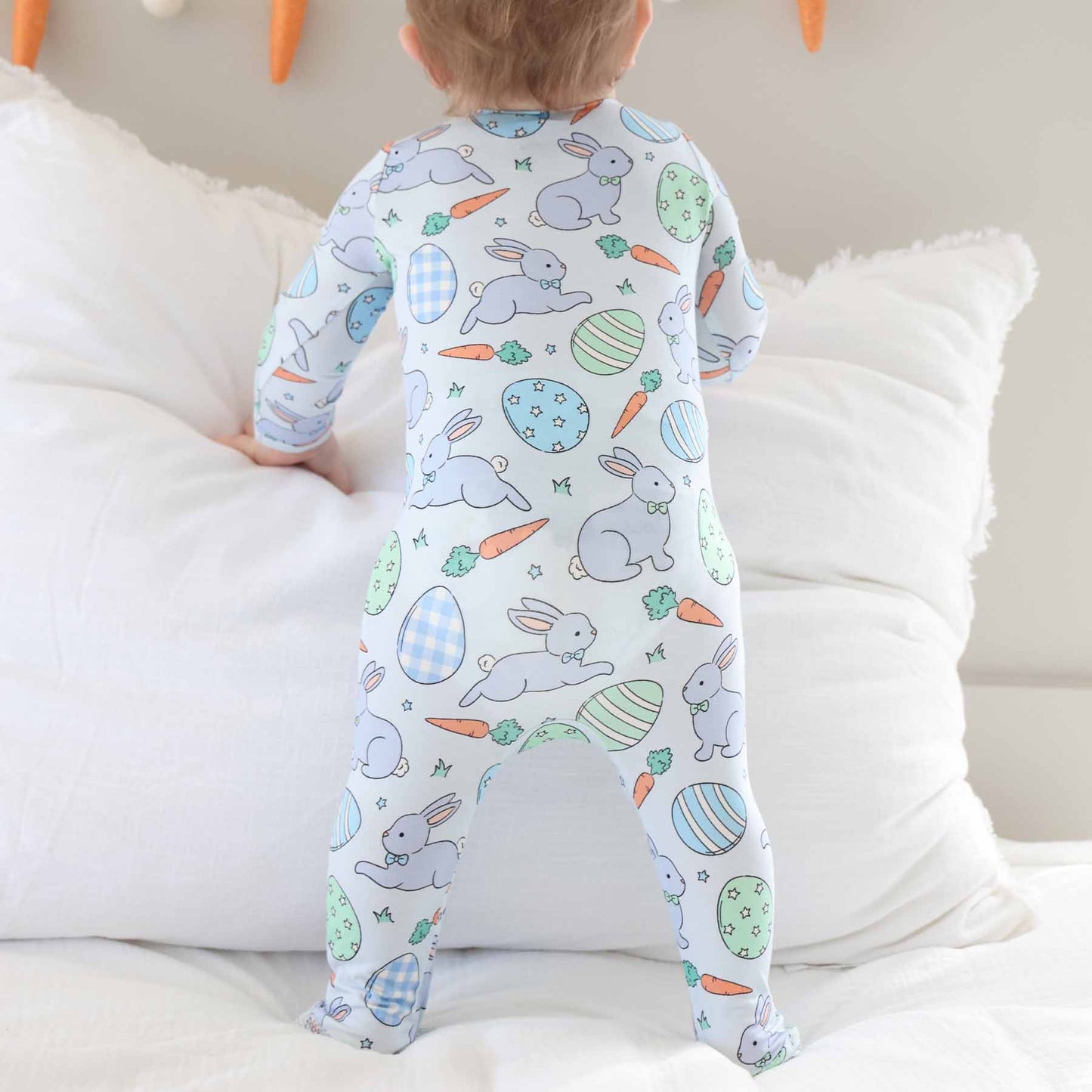 Hoppy Spring Zipper Footie | Blue